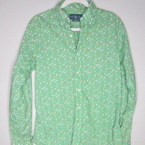 Ralph Lauren custom fit green floral print dress shirt - Size Medium
